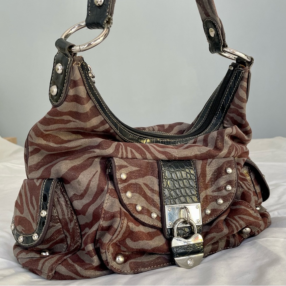 KATHY VAN ZEELAND Women’s Tiger Print Shoulder Bag 12” x 9” x 3.5”